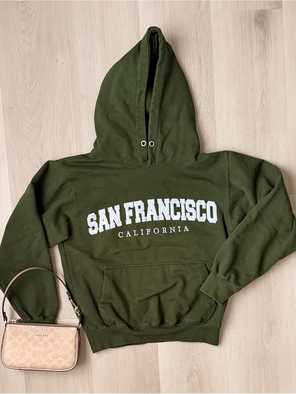 Olive Green San Francisco California Graphic Pullover Hoodie